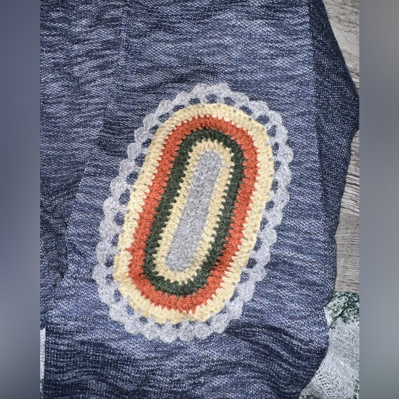 NWT ODDY Women's Blue Full Frontal Zip Stripped Boho Hoodie Sweater Size S - Picture 8 of 12